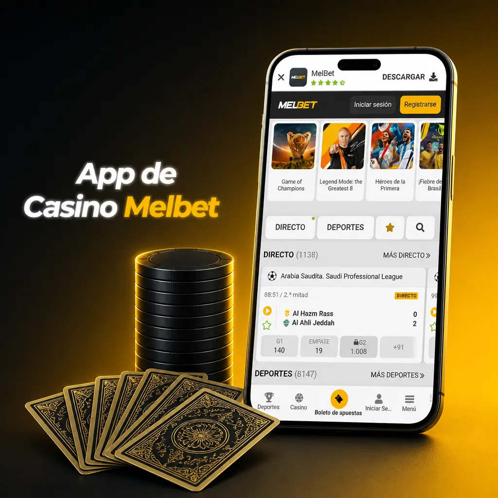 App de Casino Melbet con juegos de tragamonedas y casino en vivo