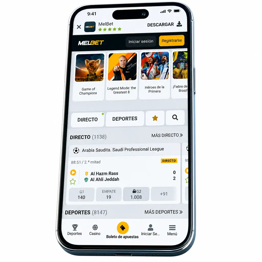 App Melbet en Android e iOS