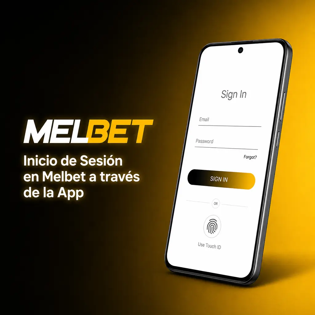 Pantalla de inicio de sesión en la app de Melbet